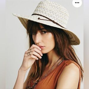 Free People Cream Woven Lace Lightweight Fedora
